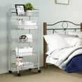 thumbnail image 3 of Topbuy 5Tier Mesh Rolling Utility Cart Storage Basket Home Kitchen w/Wheels Gray, 3 of 7