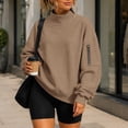 thumbnail image 3 of Mock Neck Sweatshirt Women Long Sleeve Casual Lightweight Sweatshirts No Hood Fall Fashion Oversized Turtleneck Pullover,2XL, 3 of 9