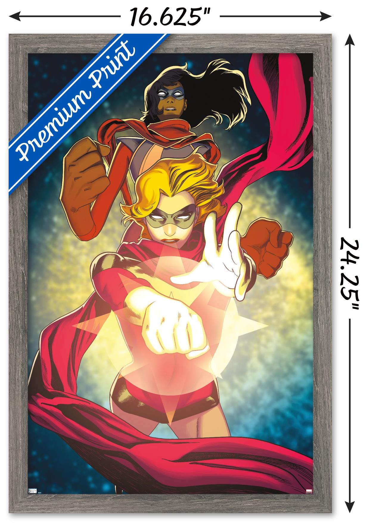 Marvel Comics - Ms. Marvel - Ms. Marvel & Ms. Marvel #1 Variant Wall Poster, 14.725" x 22.375", Framed