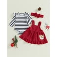 thumbnail image 2 of Suealasg Baby Girls 3Pcs Fall Winter Clothes 3 6 12 18 Months Infant Girls Christmas Thanksgiving Outfits Long Sleeve Romper +Corduroy Overall Skirt  + Headband Set, 2 of 7
