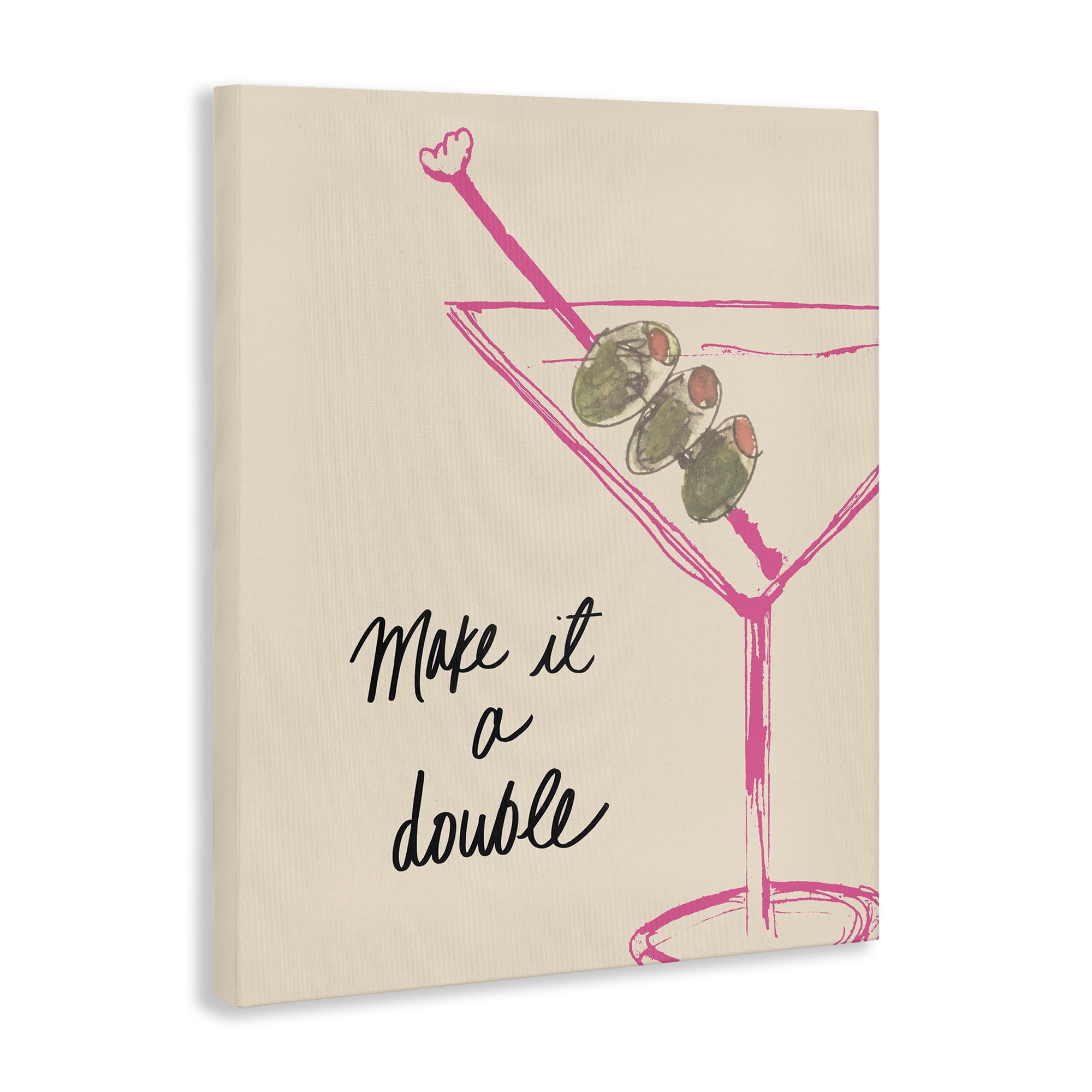 Stupell Industries Make It Double Martini Food & Beverage Painting Wrapped Canvas Art Print Wall Art, 36 x 48