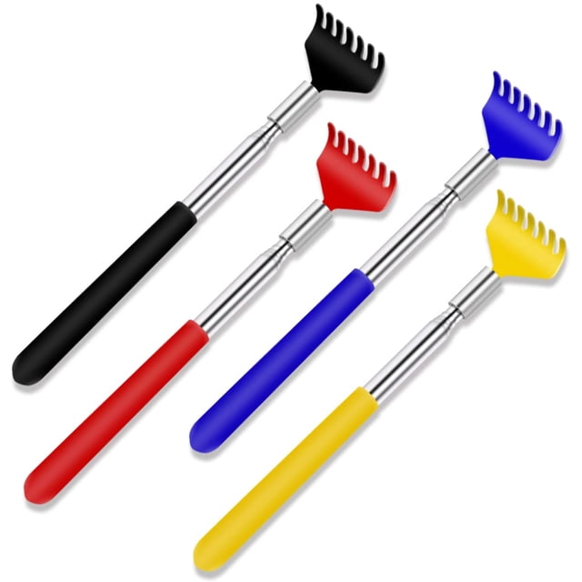 Rascador de espalda para hombres y mujeres Rascador de espalda de metal retráctil extensible a 27 pulgadas para aliviar la picazón con bolsa de transporte portátil en viajes, oficina, hogar (4 piezas)