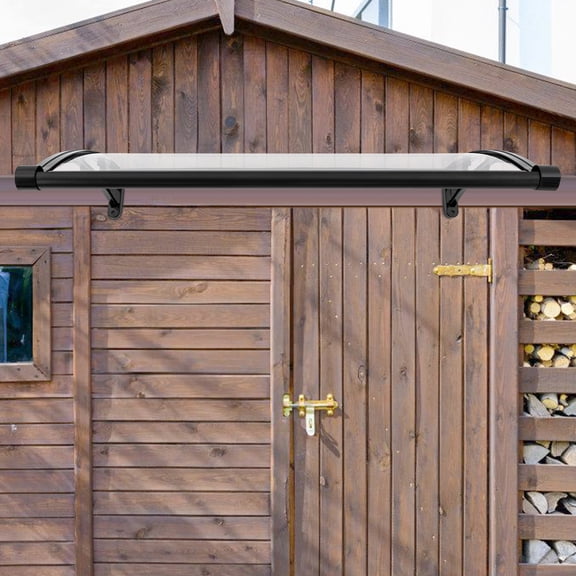 40.15" Door Awning Canopy Black Aluminum Alloy Porch Cover with Gutter for Balcony, Garage, Patio