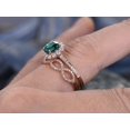 thumbnail image 6 of HeartsAndYou 3ct Natural Green Emerald Bridal Set Halo Floral Ring Band 14k SOLID Rose Gold, 6 of 9