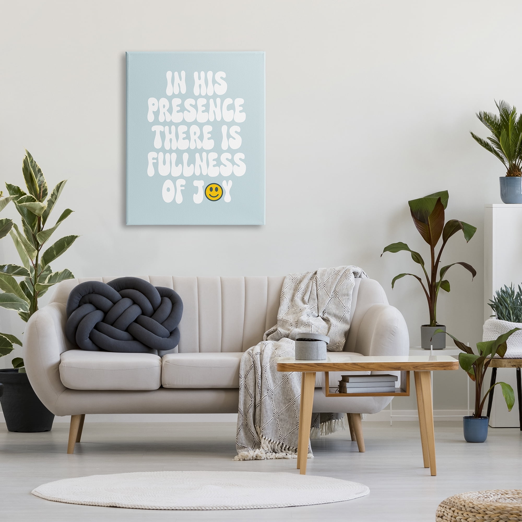 Stupell Industries Blue Religious Phrase Inspirational Painting Gallery Wrapped Canvas Art Print Wall Art, 30 x 40