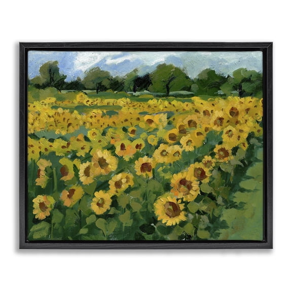 Stupell Industries Farmhouse Sunflower Farm Black Floating Frame Canvas Art, 21 x 17, by Bley Hack
