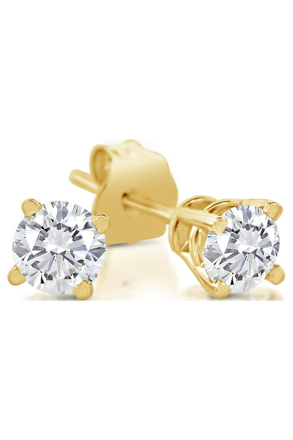 IGI certified 1/3 Carat TW Natural Diamond Stud Earrings 14k Yellow Gold (G, I2)