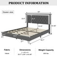 thumbnail image 2 of Velmero Queen Size Upholstered Bed Frame with LED Lights,Modern Velvet Platform Bed with Tufted Headboard,Gray, 2 of 11
