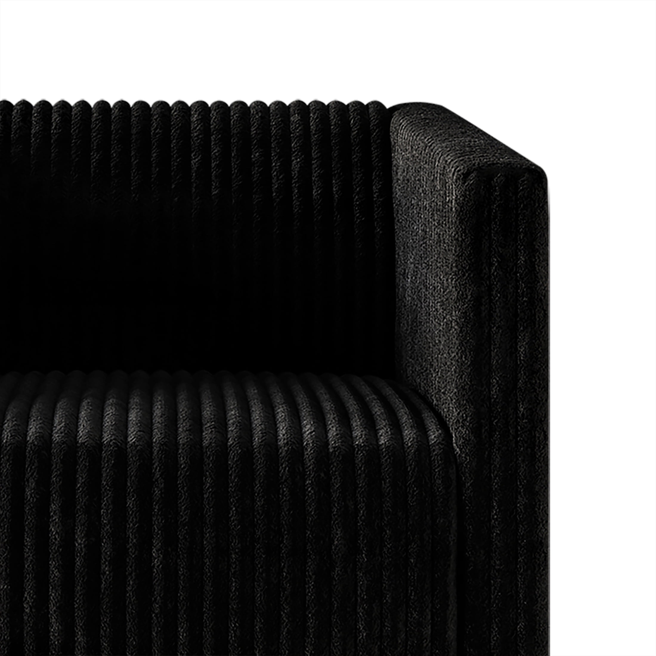 Castle Place Luxurious Corduroy Velvet Upholstered Loveseat, Black