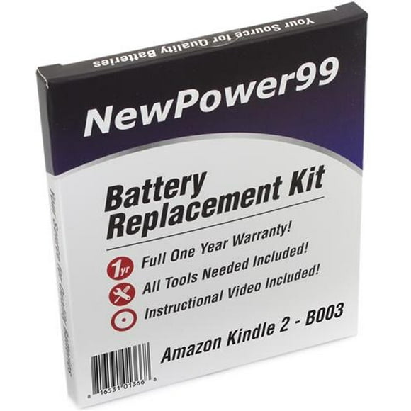 Amazon Kindle 2 - B003 Kit de Remplacement de Batterie avec Outils, Instructions Vidéo, Batterie Longue Durée et Garantie Complète d'Un An