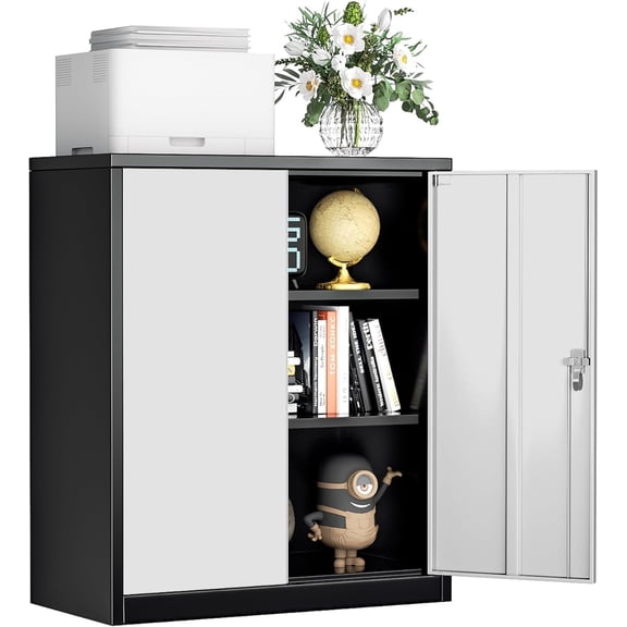 WinVoyage 36" Locking Metal Garage Storage Cabinet, 2 Adjustable Shelves, Steel for Home Office, Gym (New Grey)