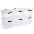 thumbnail image 1 of Rubbermaid Cleverstore 32 Quart Plastic Storage Tote Container with Lid (6 Pack), 1 of 12