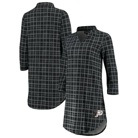 Purdue Boilermakers Women's Best Dressed Plaid V-Neck 3/4-Sleeve Tunic Shirt - (Best Steamer For Dress Shirts)