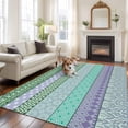 thumbnail image 3 of Area Rug for Living Room, Purple Green Boho Non-Slip Indoor Ex Large Carpet for Bedroom/Dining Room, Vintage Ethnic Tribe Abstract Art Washable Low-Profile Rectangle Floor Runner Rugs - 8 x 10 Ft, 3 of 7