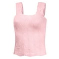 thumbnail image 2 of IWEMEK Summer Tops for Women Cuteness Wide Strap Tank Top Ribbed Knit Lightweight Vest Solid Pink Cami Tops 2025, 2 of 7