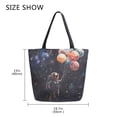 thumbnail image 5 of FORMRS Womens Canvas Tote Bag with Zipper Inner Pocket Shoulder Handbag, Black Watercolor Space, 5 of 7