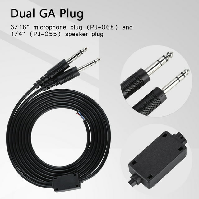 Cable De Repuesto Para Auriculares De Aviación Cable De Repuesto Diy Para Auriculares De Aviación Abs 2M 2.2Yd Cable De Repuesto Diy Para Auriculares De Aviación Avión 1 4''