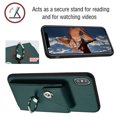 thumbnail image 3 of Wallet Case Compatible for iPhone XS / iPhone X with Card Holder, Rotation Finger Ring Kickstand Card Slots Case, Classic PU Leather Shockproof Magnetic Button Cover for iPhone XS / iPhone X, Green, 3 of 6