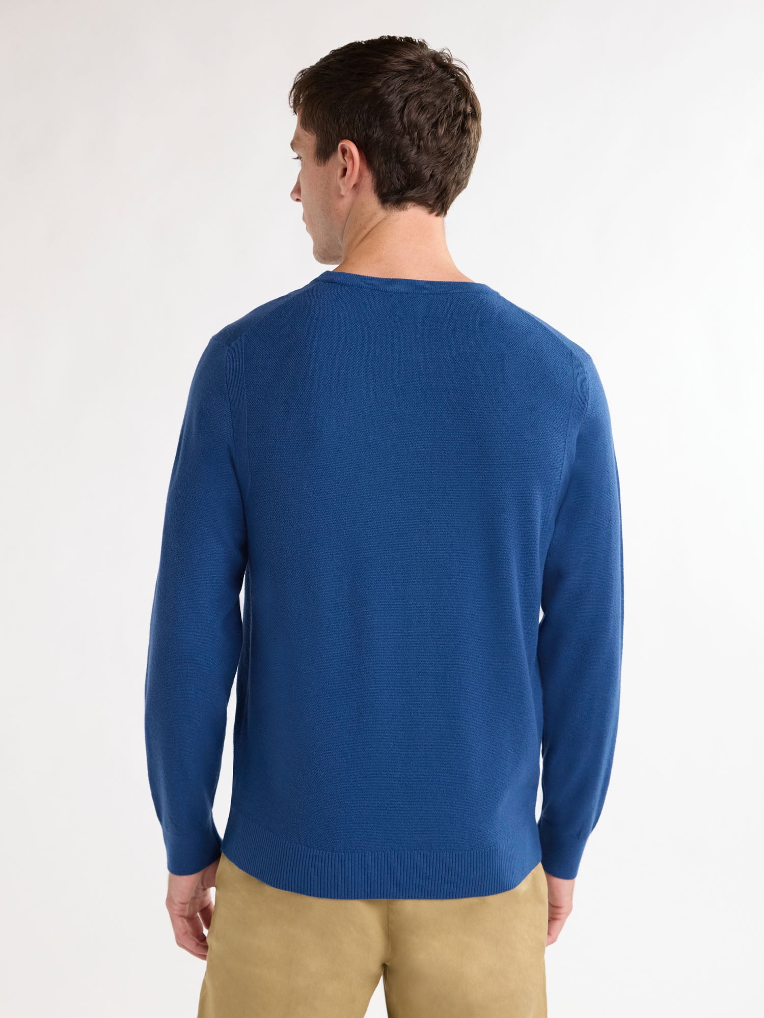 Free Assembly Men’s Cozy Yarn Textured Sweater with Long Sleeves, Sizes S-3XL