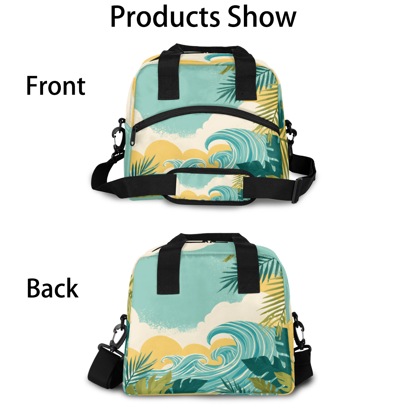 Herdesigns Coastal Insulated Lunch Bag for Women Men Adults Large Reusable Lunch Box Hawaii Seaside Leakproof Cooler Tote Bags with Adjustable Shoulder Strap