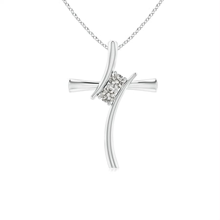Angara Natural Diamond Cross Pendant Necklace in 925 Sterling Silver for Women – April Birthstone Jewelry | Two Stone Diamond Cross Necklace
