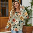 thumbnail image 3 of DISNIMO Floral Printed Sweatshirts for Women Long Sleeve Hoodies Waffle Pullover Tops Casual Pullover Tops for Fall Winter, 3XL, 3 of 7
