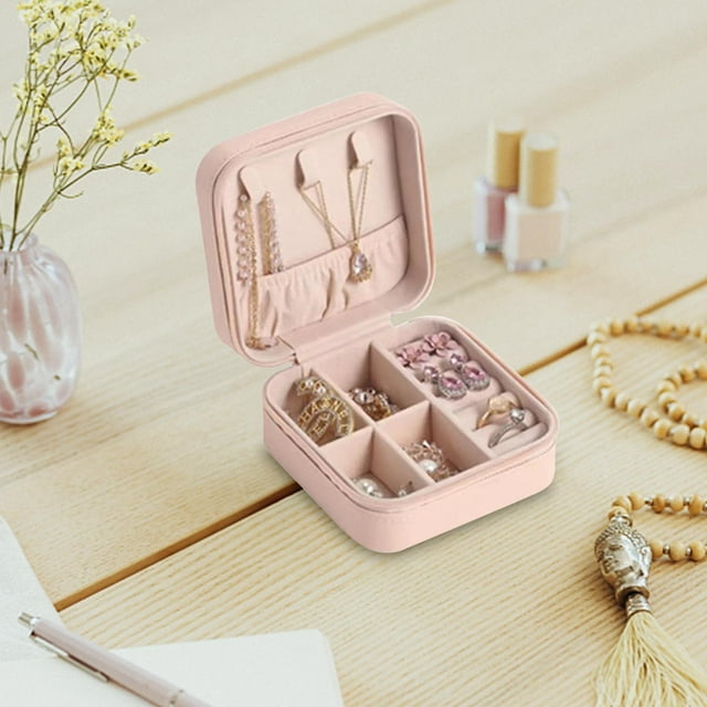 Fiudx Organizador de Pendientes, Joyero de Franela, con Múltiples Compartimentos para Guardar Anillos, Asa de Cinta, Ideal para Pulseras, Pendientes, Relojes, Regalo para Adultos, Disponible En Vario