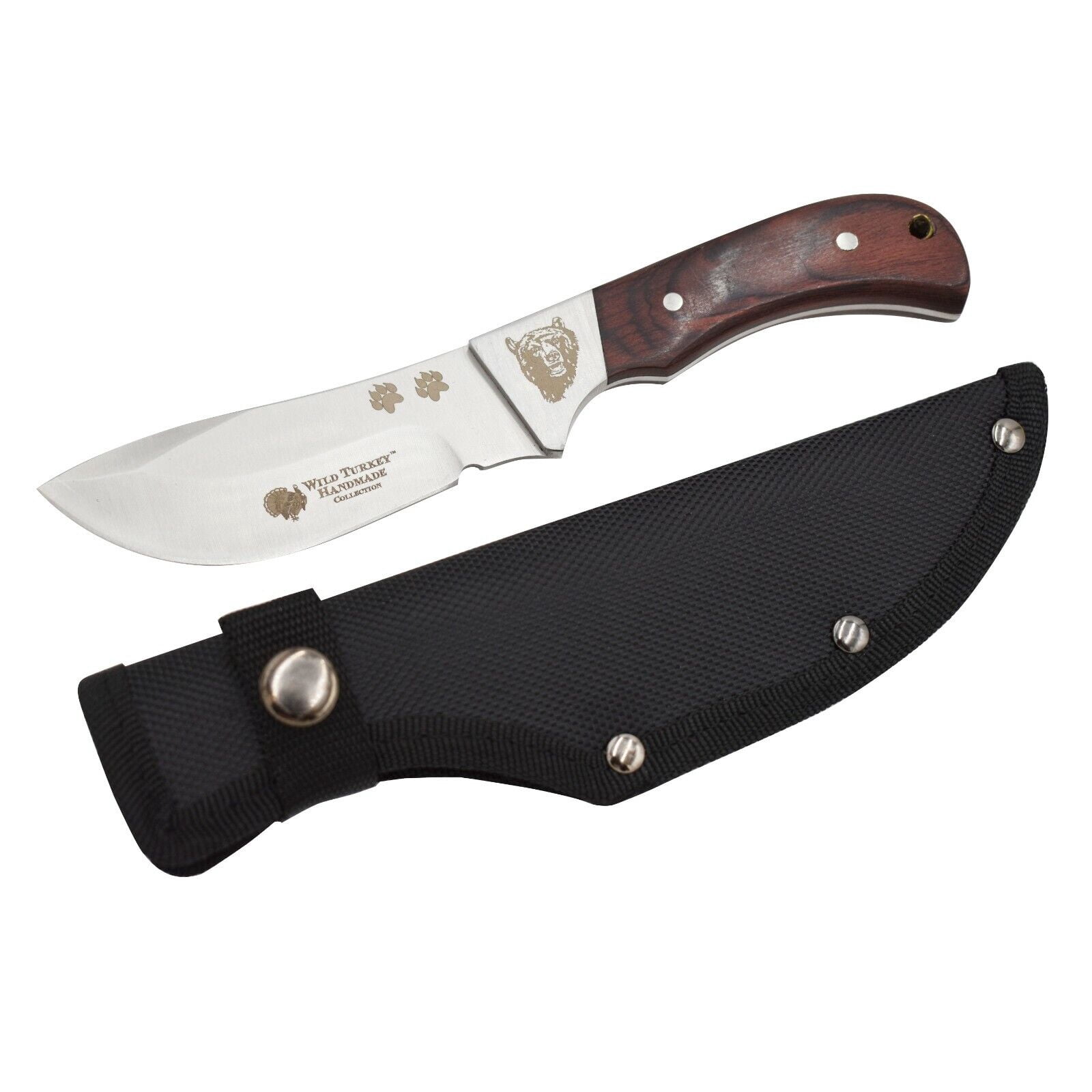 Wild Turkey Handmade 8'' Wildlife Collection Fixed Blade Hunting Knife w. Sheath