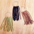 thumbnail image 7 of Boho Handmade Tassel Long Fringe Silver Bead Hoop Earring Dangle Leather Jewelry, 7 of 7