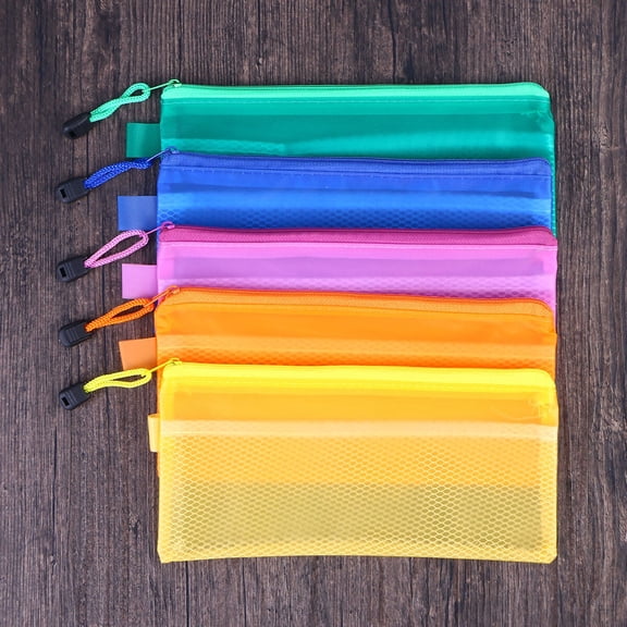 ibasenice 12Pcs Waterproof PVC Pencil Case with Zipper Assorted Color for Storage and Office Use