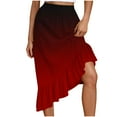 thumbnail image 4 of LIBRCLO Skirts for Women Midi Length Ruffle Hem Asymmetrical Gradient Skirts Fashion Elastic Waist Drawstring Ladies Clothes, 4 of 8