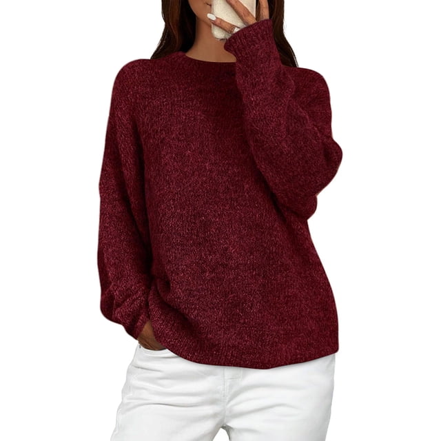 Suéter PRETTYGARDEN Rojo Vino Tejido Grueso Oversized XL