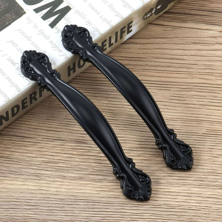 Spencer 10 Pack Door Pulls Cabinet Handles 4.5 inch Drawer Pulls Black Metal Cabinet Pull, 2.5 inch Hole Center Cupboard Hardware for Kitchen Bathroom