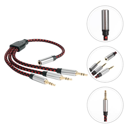 Mobutofu Audio Splitter Extension Cable Dark Red TPE for Portable Devices 1 Piece