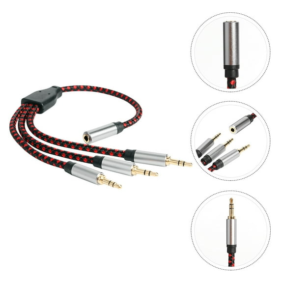Mobutofu Audio Splitter Extension Cable Dark Red TPE for Portable Devices 1 Piece