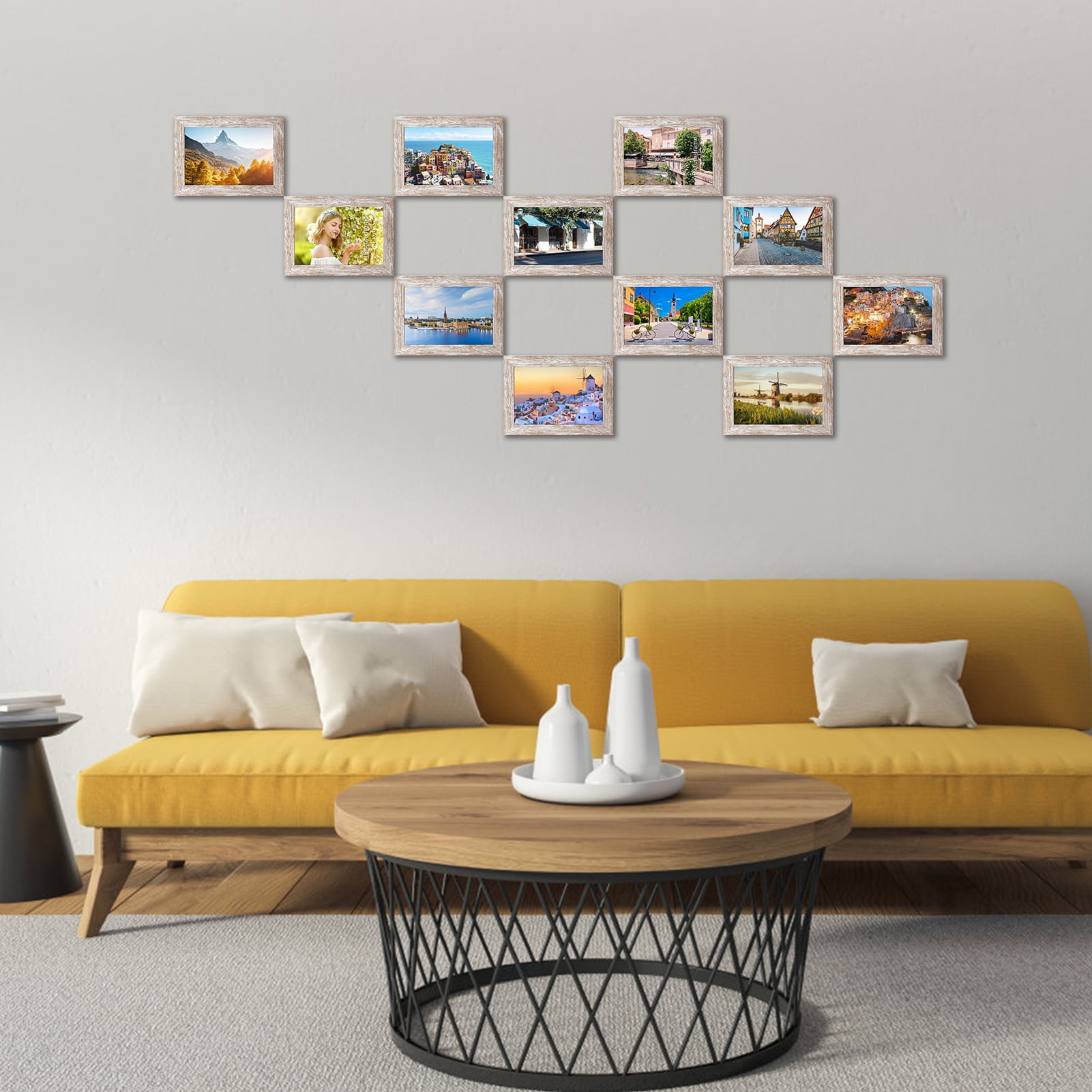 MEBRUDY 5x7 Picture Frame Set of 12, 5 by 7 Photo Frames Bulk for Wall or Tabletop Display, Beige White