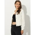 thumbnail image 3 of DARING DIVA Women's Button Down Collarless Cropped Denim Jacket M White, 3 of 6