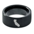 thumbnail image 2 of Tungsten California The Golden State Band Ring 9mm Men Women Comfort Fit Black Flat Cut Brushed Polished, 2 of 4