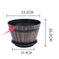 thumbnail image 3 of POINTERTECK Pot de Fleurs en Baril de Whisky en Résine Jardinière Ronde Intérieur Extérieur Jardin Cour Patio Sans Plateau Neuf, 3 of 3