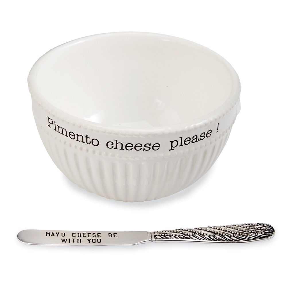 Mud Pie Pimento Cheese Fluted Ceramic Dip Bowl Serving Set of 2