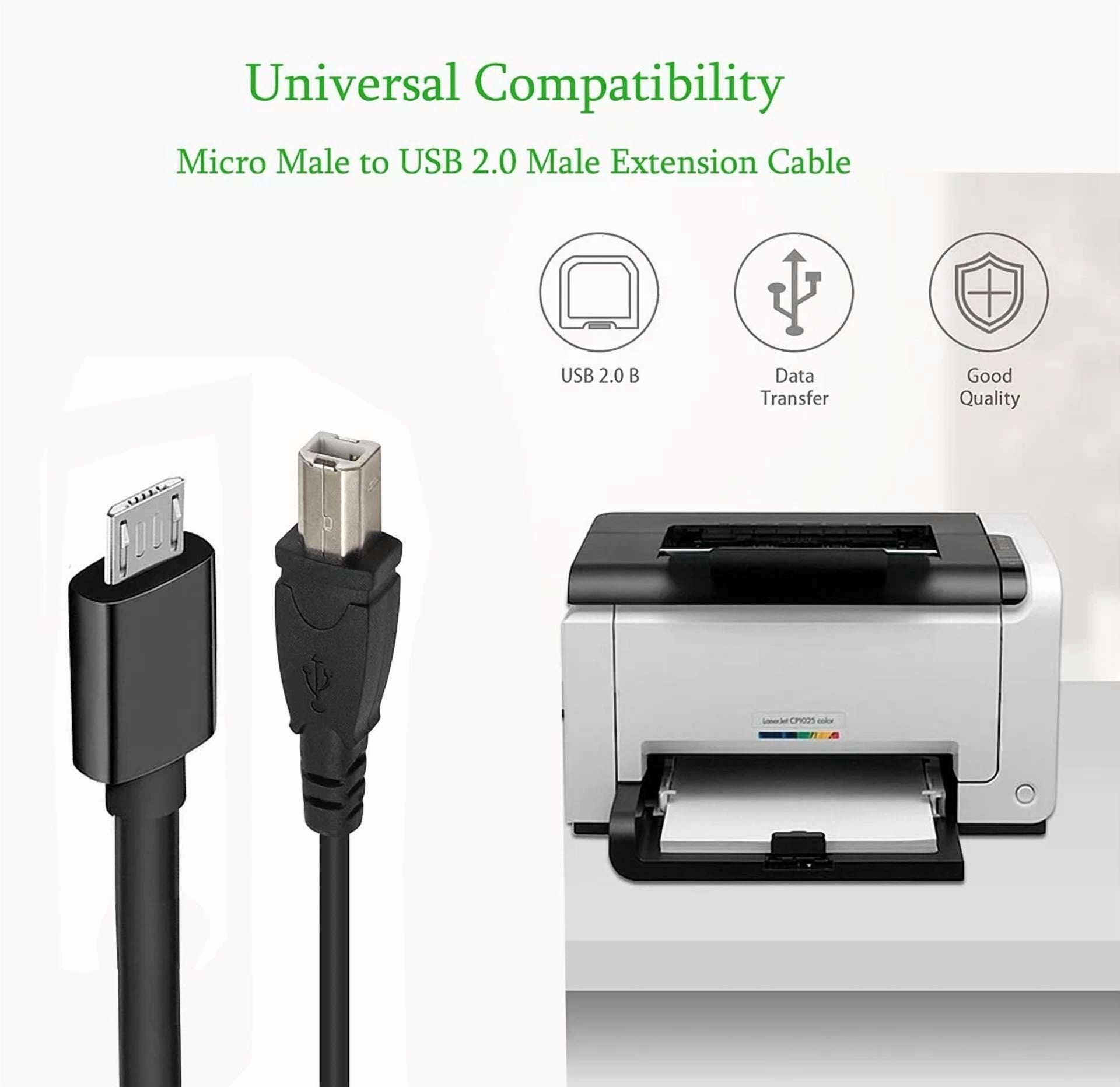RHEA- Micro Usb To Printer Cable, 2Pcs 5Pin Male Type B Data And...