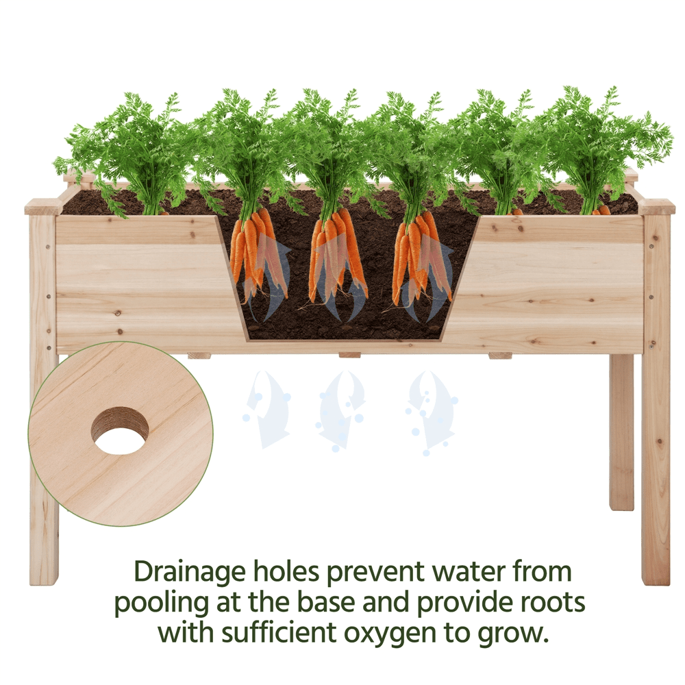 Wood Garden Bed Rectangle Raised Planters Planter Box Plants Vegetables Flowers Herbs Elevated Planter for Garden/House/Yard