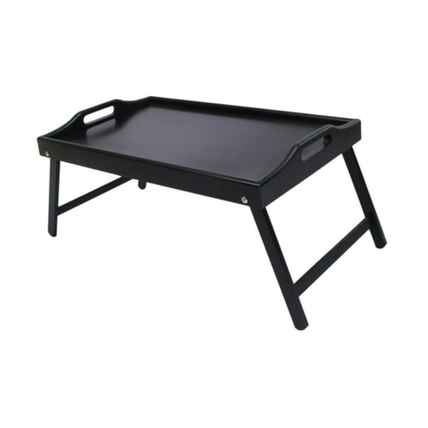 Bandeja de bandeja de bambú bandeja para la cama, soporte de lectura, escritorio de laptop mini mesa ligera, para dormitorio, sofá lectura de lectura negro