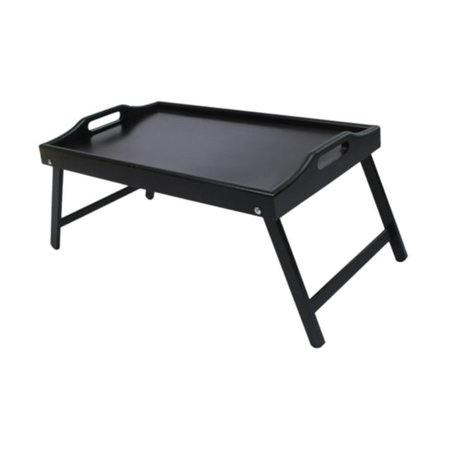 Bandeja de bandeja de bambú bandeja para la cama, soporte de lectura, escritorio de laptop mini mesa ligera, para dormitorio, sofá lectura de lectura negro