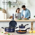 thumbnail image 2 of Bamboohart KUTIME | 6pcs Non Stick Pots And Pans Set  Aluminum Ceramic Cookware Set with Lids  Induction  Non-toxic Pan Set Compatible with Ceramic Coating  Dishwasher Safe  Drill Blue, 2 of 7