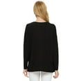 thumbnail image 3 of YELETE Women’s Keep it Classy V-Neck Long Sleeve Top, Black S, 3 of 4