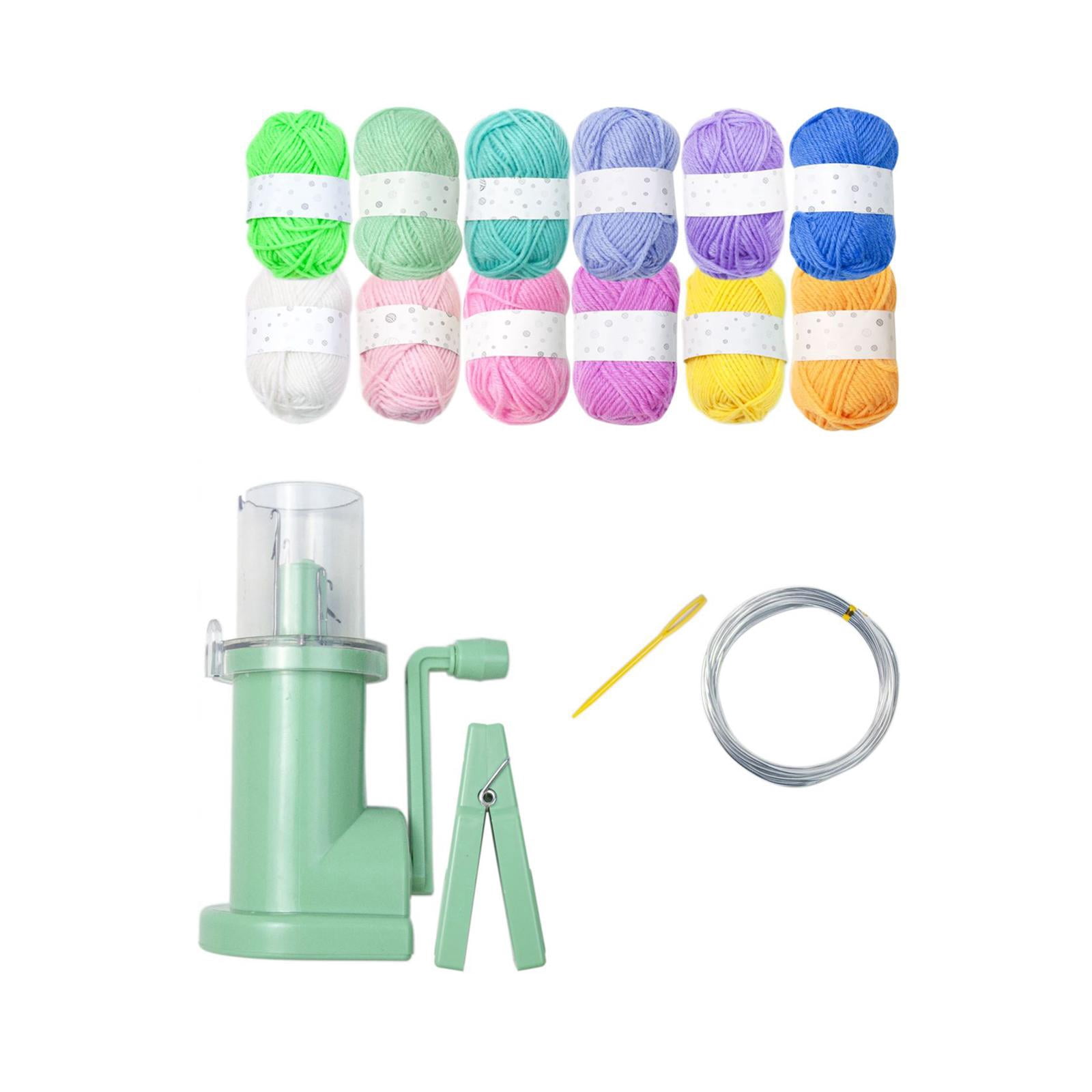Hand Knitting Machine Tool Set Acrylic Yarn Repair Weave Knitting Tool Cord Knitter Household for Sewing Crochet DIY Crafts Project 12 Colors Yarn Set