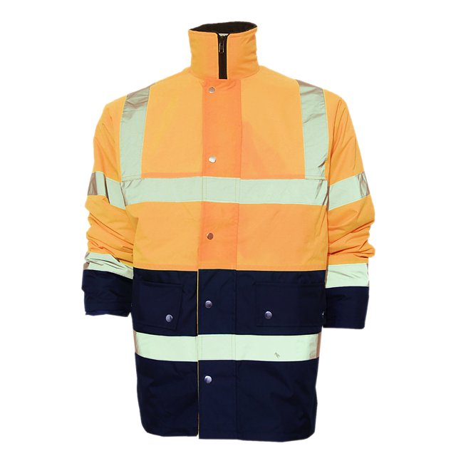 Yoko - Chaqueta reflectante unisex de seguridad en dos tonos y con bandas (Naranja reflectante/Azul Marino) Yoko UTBC1255_hivisorangenavy