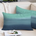thumbnail image 2 of Teal Blue Ombre Throw Pillow Covers, Modern Abstract Art Texture Soft Breathable Pillow Cases with Invisible Zipper for Sleeping, Toddler Pillowcases for Couch Bed Sofa Chair 12x20 Inches, 2 of 9