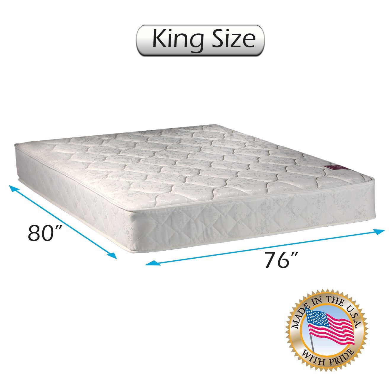 DS USA Legacy King Size None Flip One-Sided Mattress Only with Mattress Cover Protector Included - Good for your back, Innerspring coils, Orthopedic by Dream Solutions USA